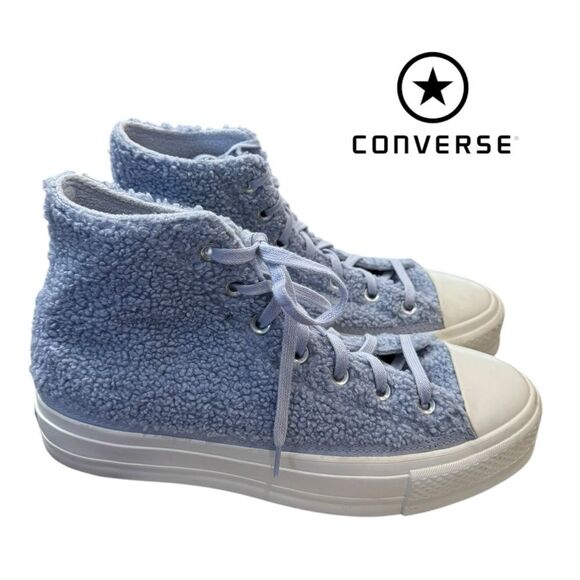 Converse All Star Lift Hi Cozy Sherpa Ghost Steel Egret Women's Sneakers 9 - Picture 2 of 6